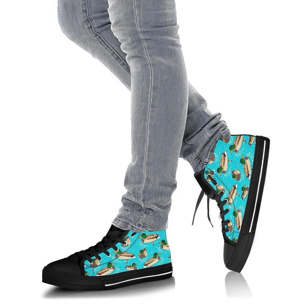 Mallard Duck Pattern Print Men Women's High Top Shoes-grizzshop