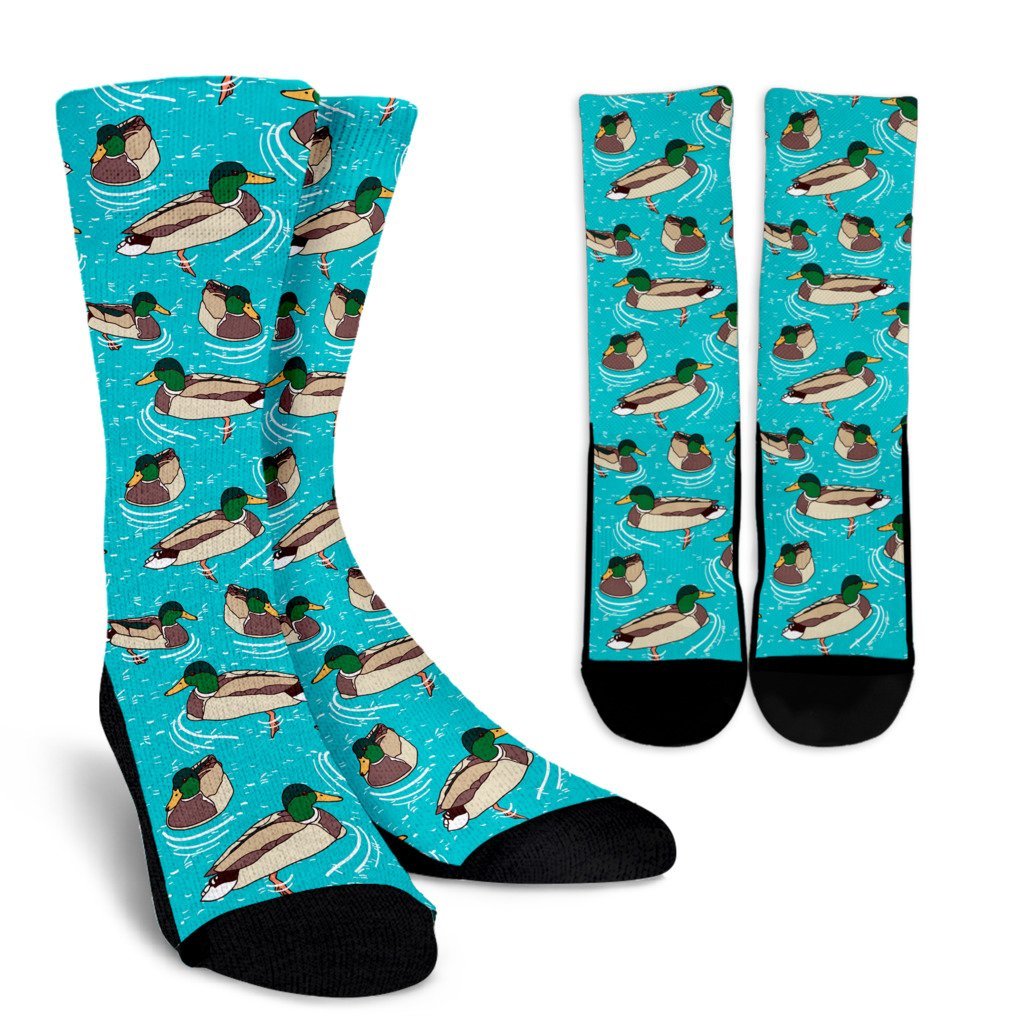 Mallard Duck Pattern Print Unisex Crew Socks-grizzshop