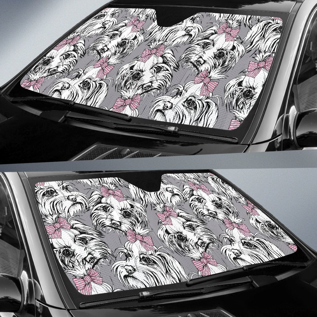 Maltese Puppy Dog Pattern Print Car Sun Shade-grizzshop