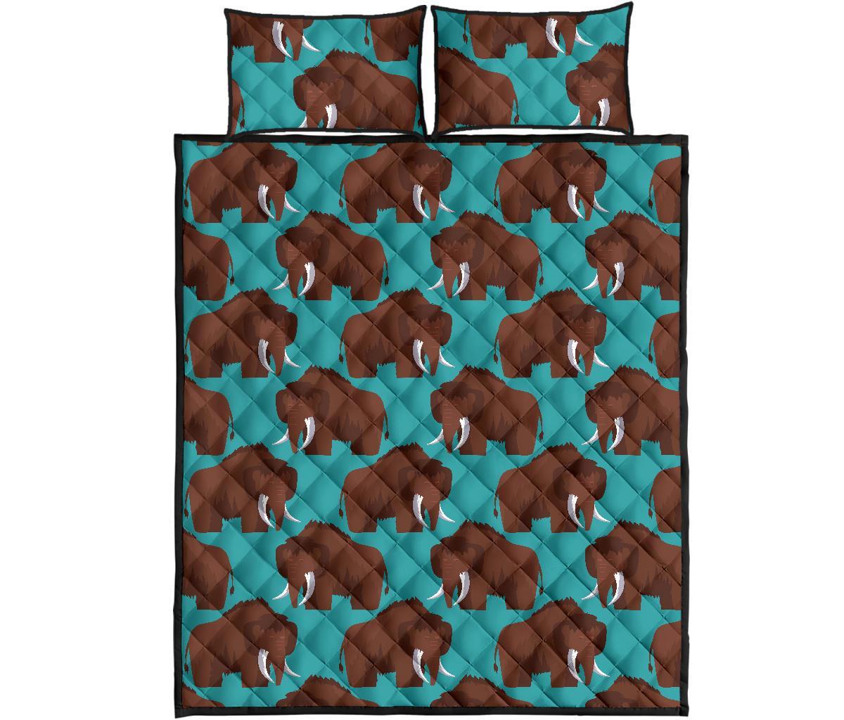 Mammoth Blue Pattern Print Bed Set Quilt-grizzshop