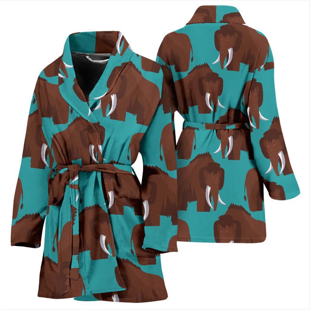 Mammoth Blue Pattern Print Women Long Robe-grizzshop
