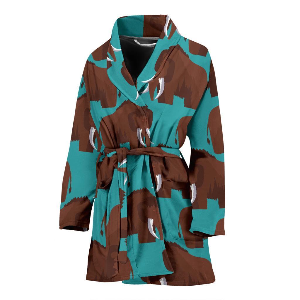 Mammoth Blue Pattern Print Women Long Robe-grizzshop
