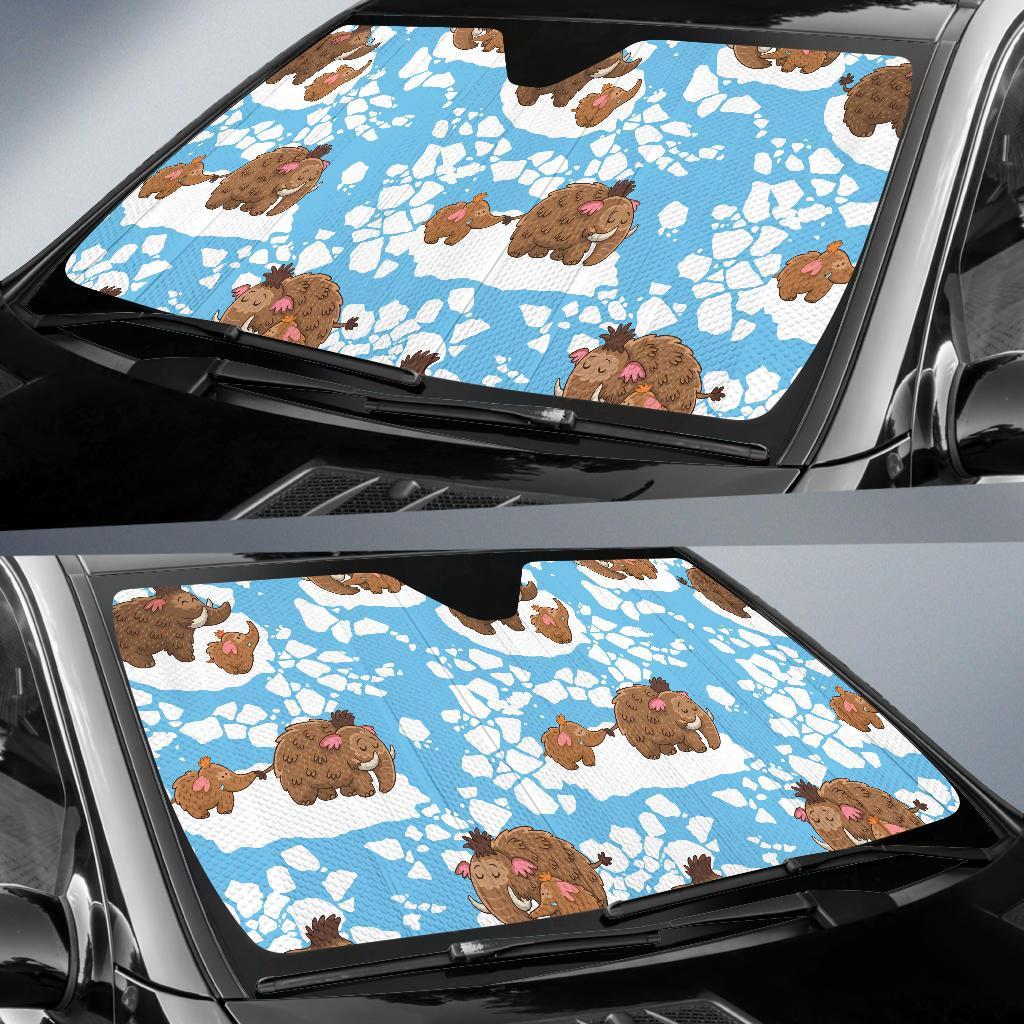 Mammoth Ice Age Pattern Print Car Sun Shade-grizzshop