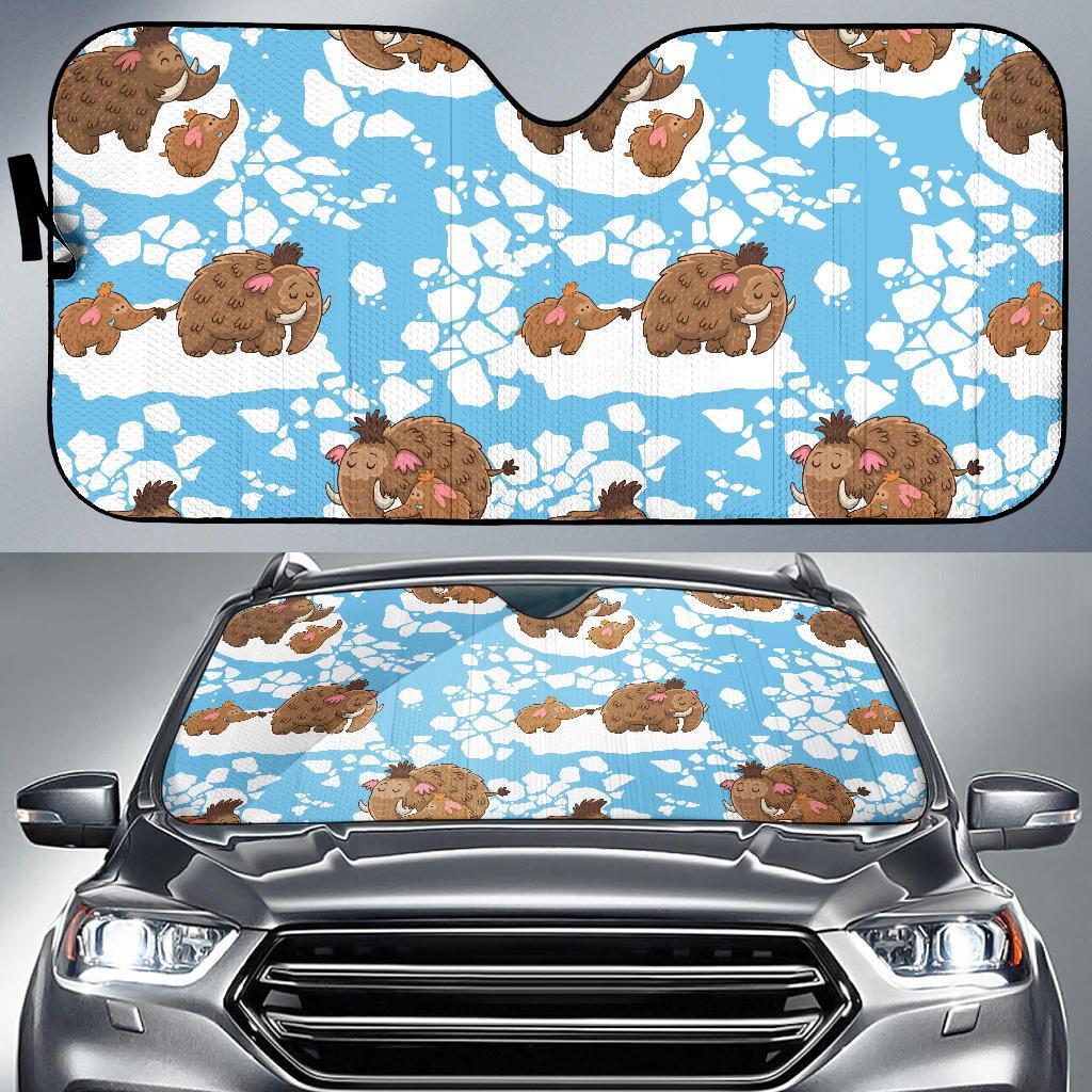 Mammoth Ice Age Pattern Print Car Sun Shade-grizzshop
