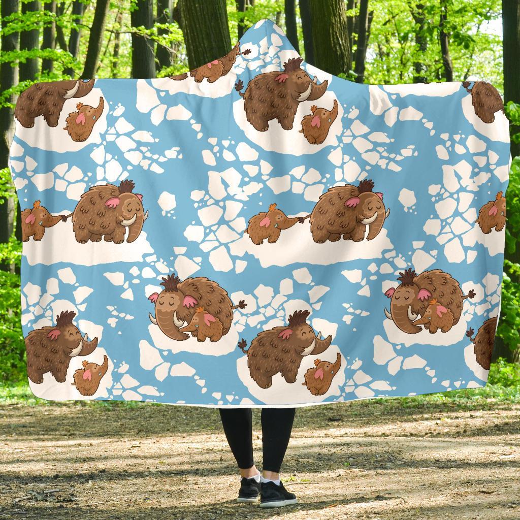 Mammoth Ice Age Pattern Print Hooded Blanket-grizzshop
