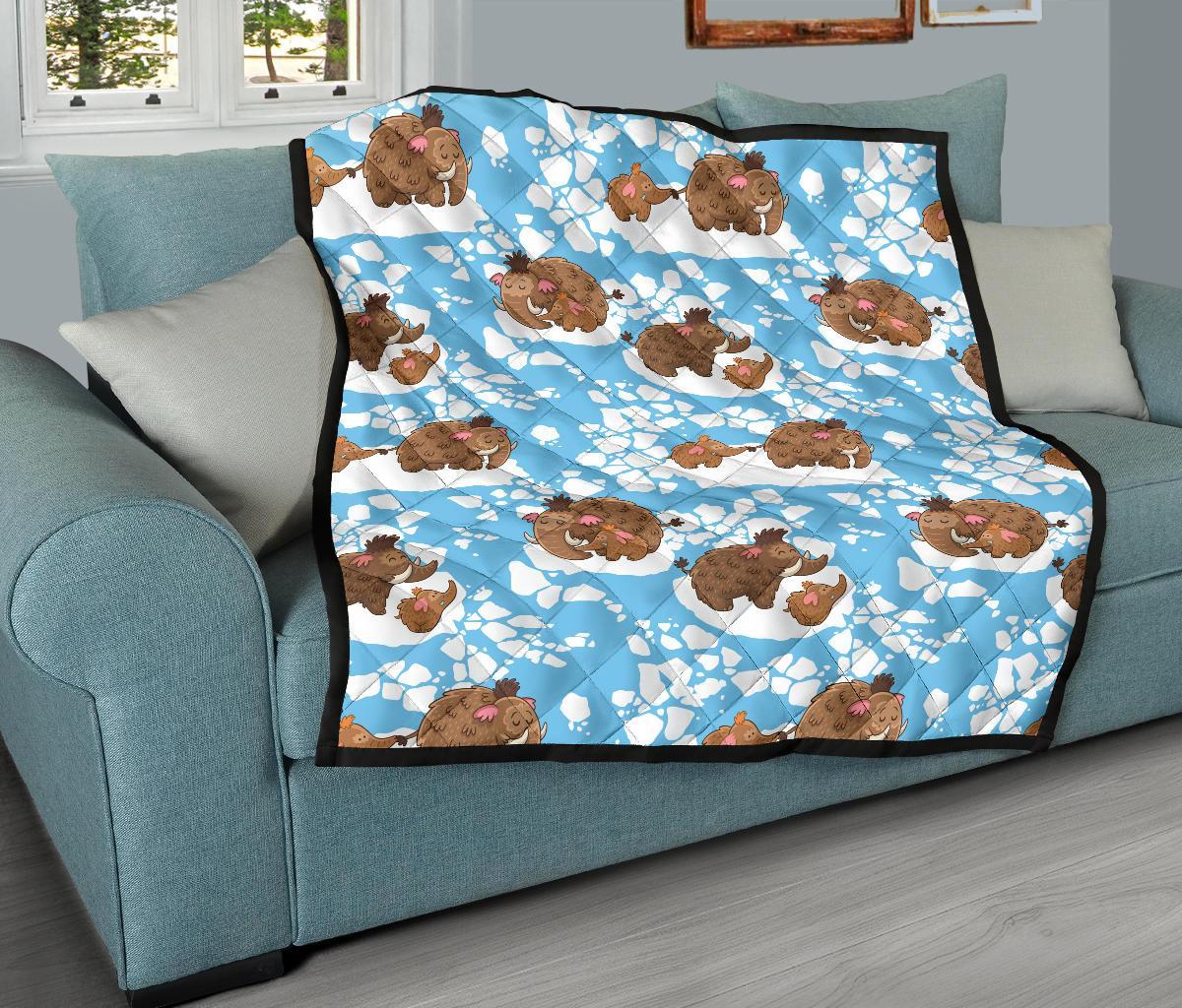 Mammoth Ice Age Pattern Print Quilt-grizzshop