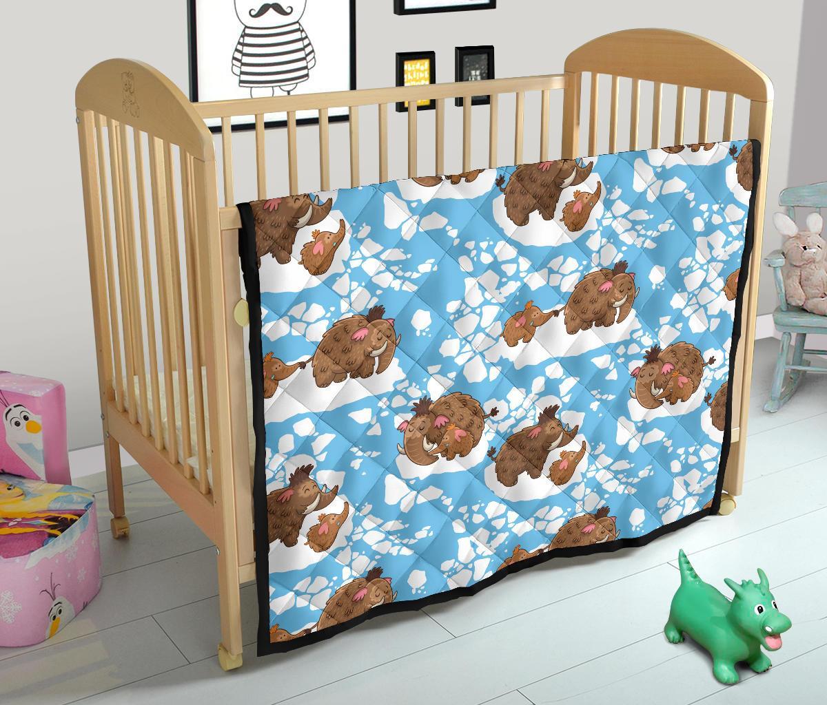 Mammoth Ice Age Pattern Print Quilt-grizzshop