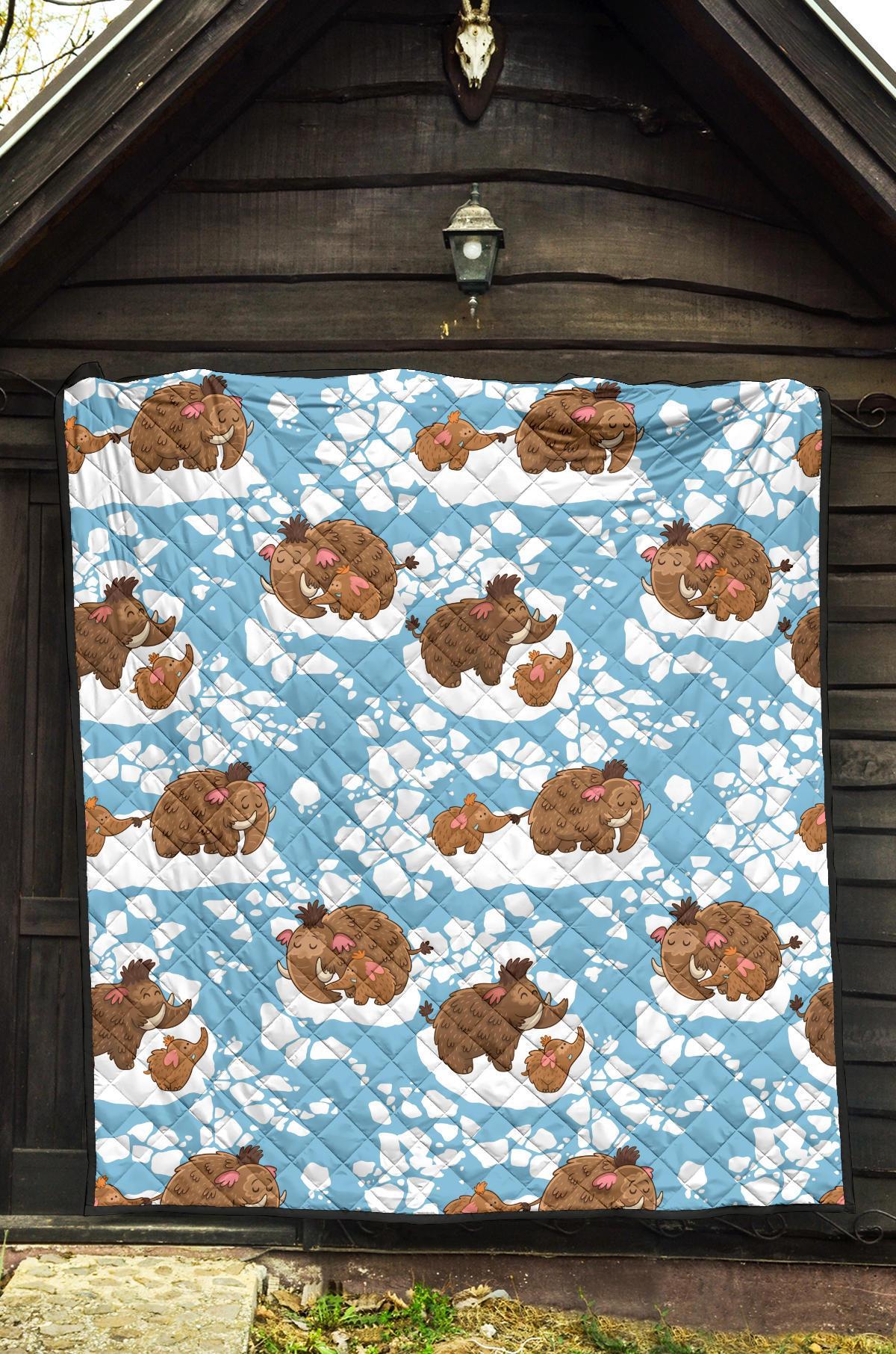 Mammoth Ice Age Pattern Print Quilt-grizzshop