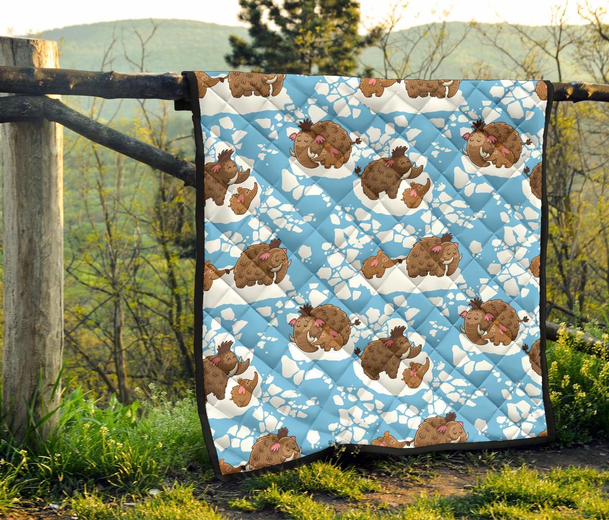 Mammoth Ice Age Pattern Print Quilt-grizzshop