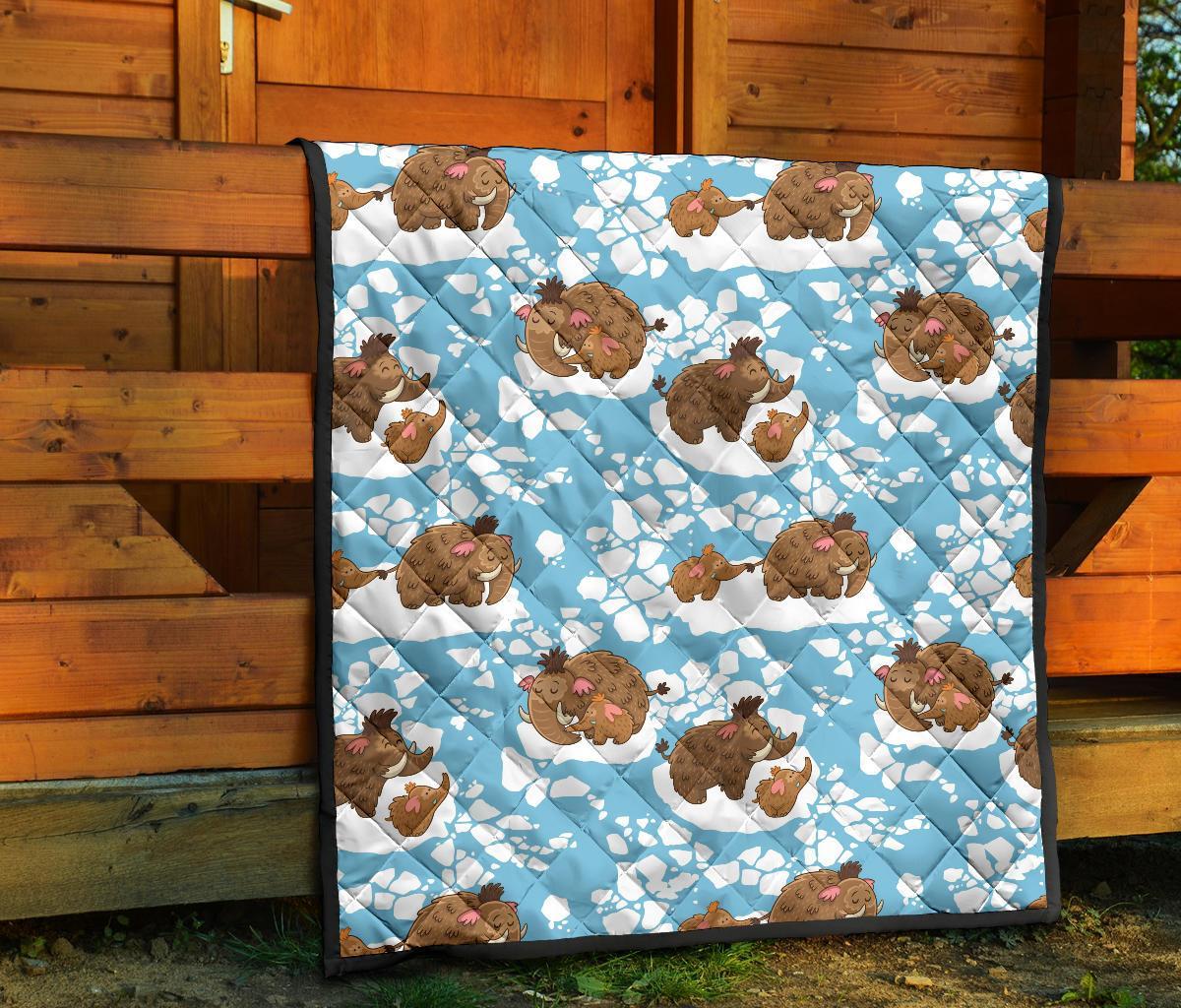Mammoth Ice Age Pattern Print Quilt-grizzshop