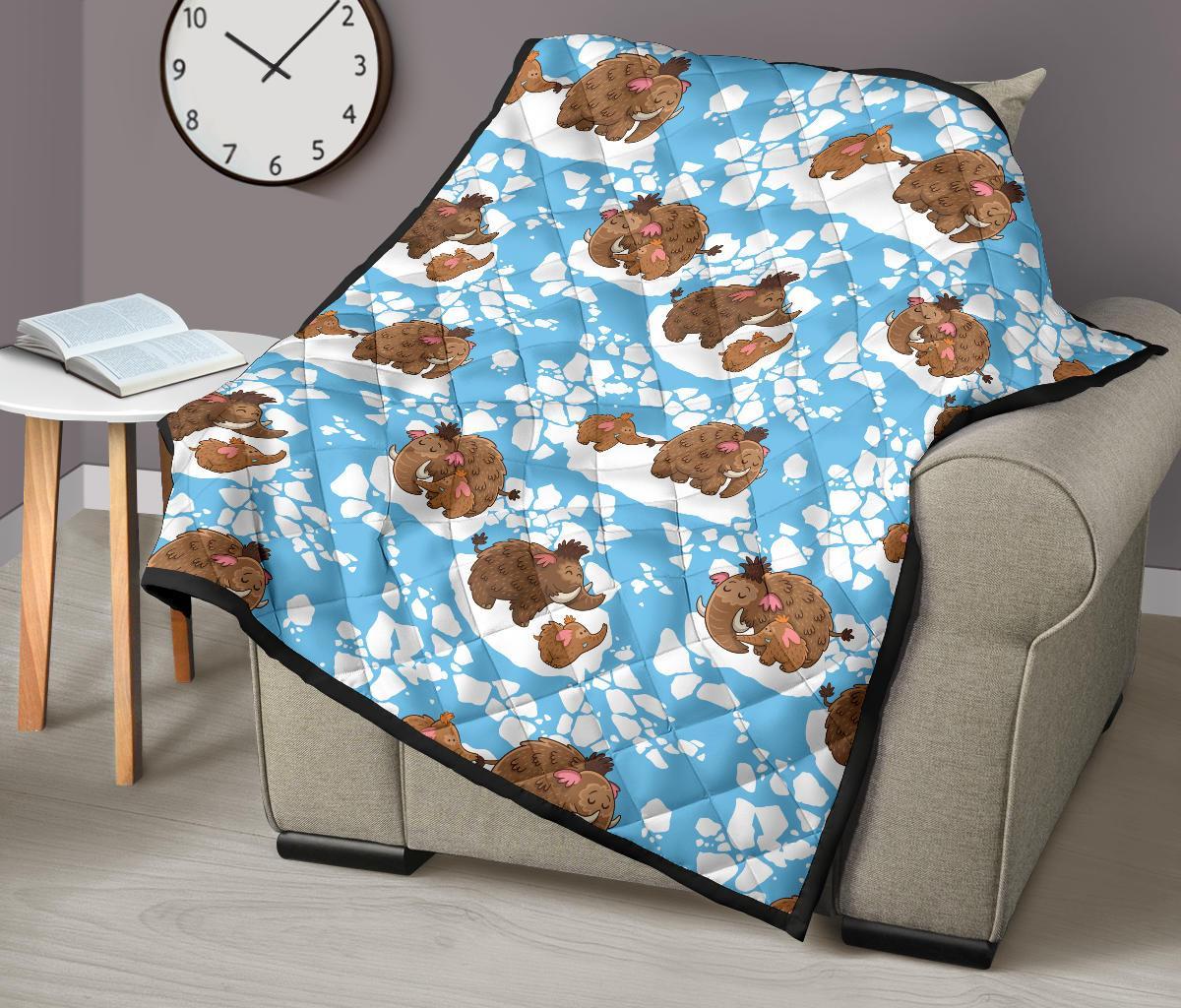 Mammoth Ice Age Pattern Print Quilt-grizzshop