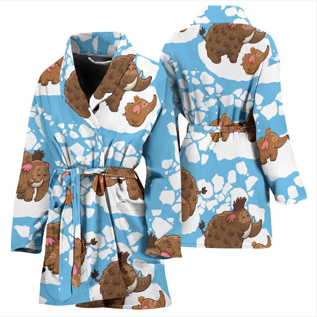 Mammoth Ice Age Pattern Print Women Long Robe-grizzshop