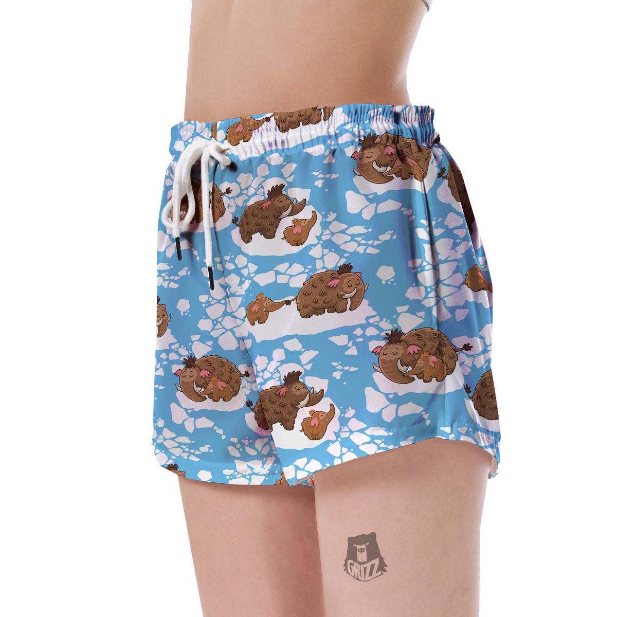 Mammoth Ice Age Pattern Print Women's Shorts-grizzshop