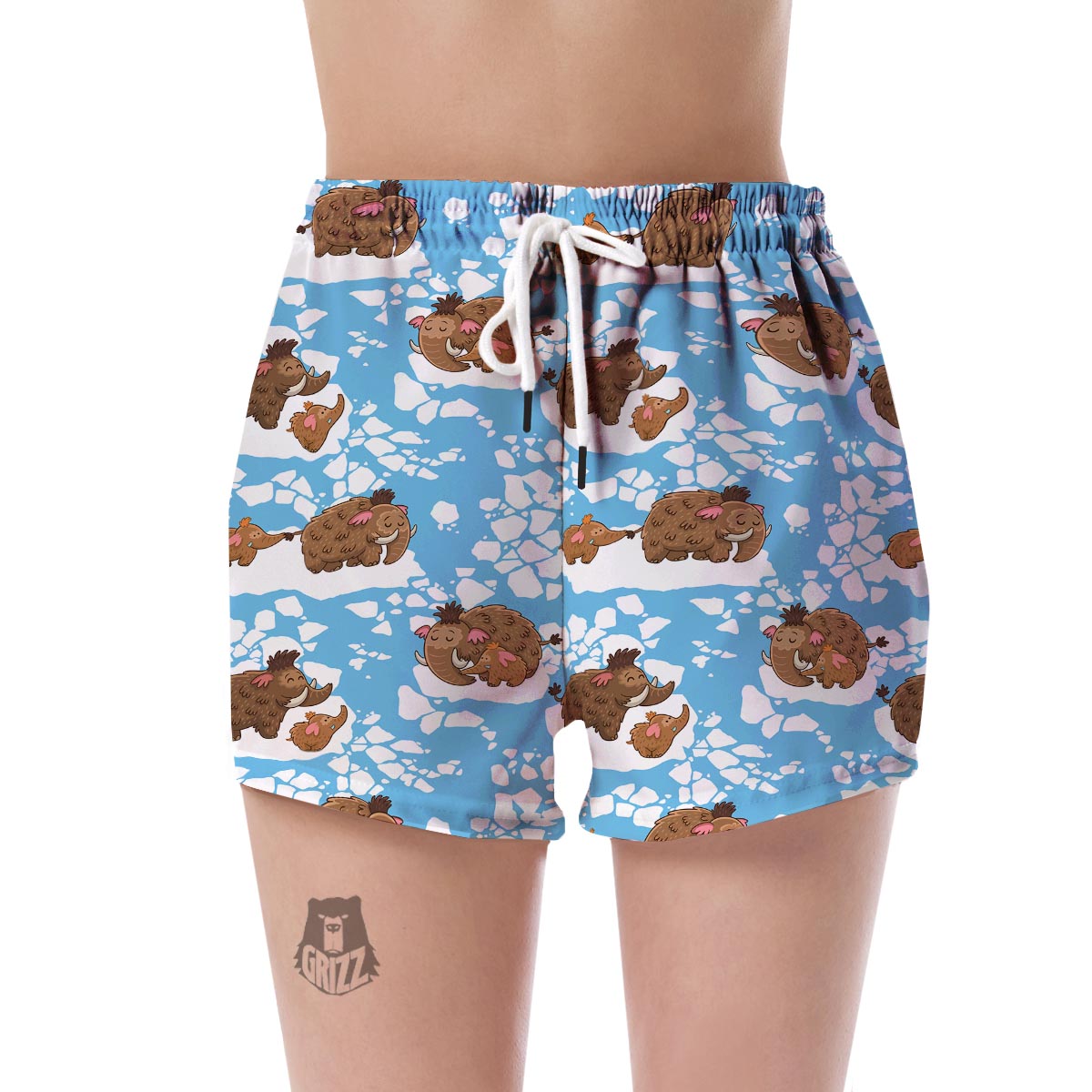 Mammoth Ice Age Pattern Print Women's Shorts-grizzshop