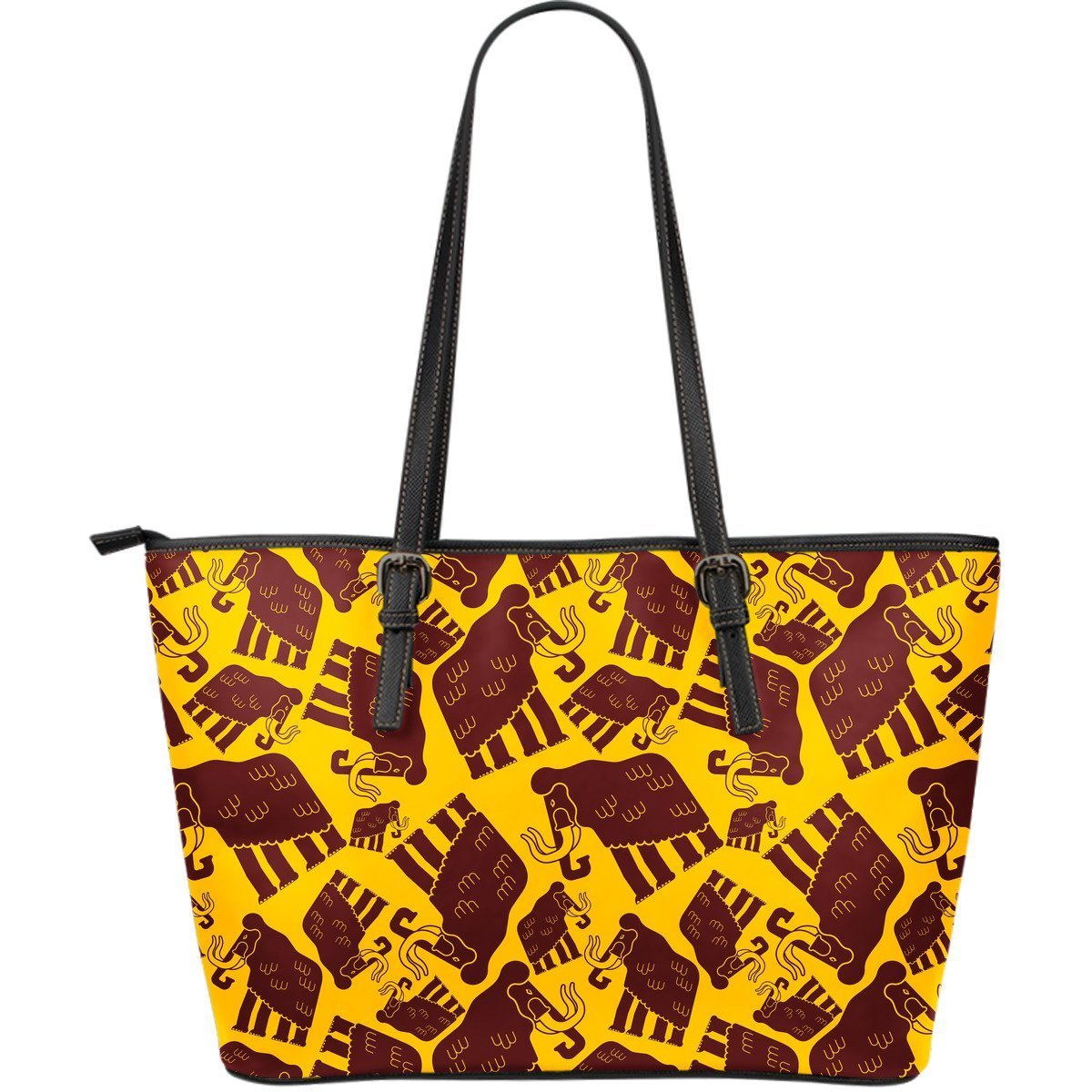 Mammoth Pattern Print Leather Tote Bag-grizzshop