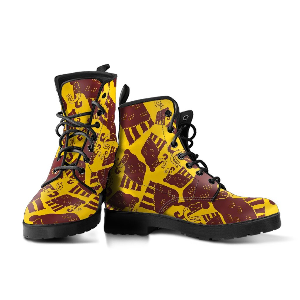 Mammoth Pattern Print Men Women Leather Boots-grizzshop