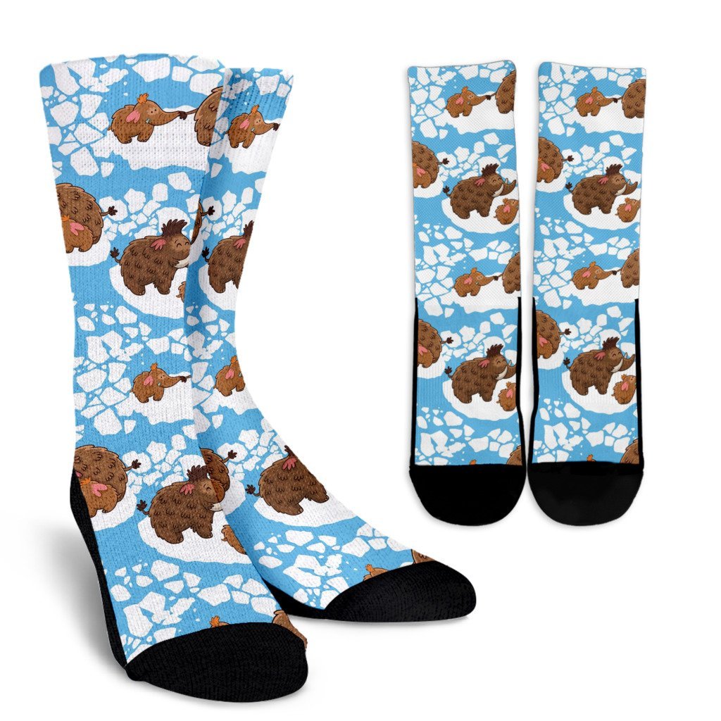 Mammoth Ice Age Pattern Print Unisex Crew Socks-grizzshop