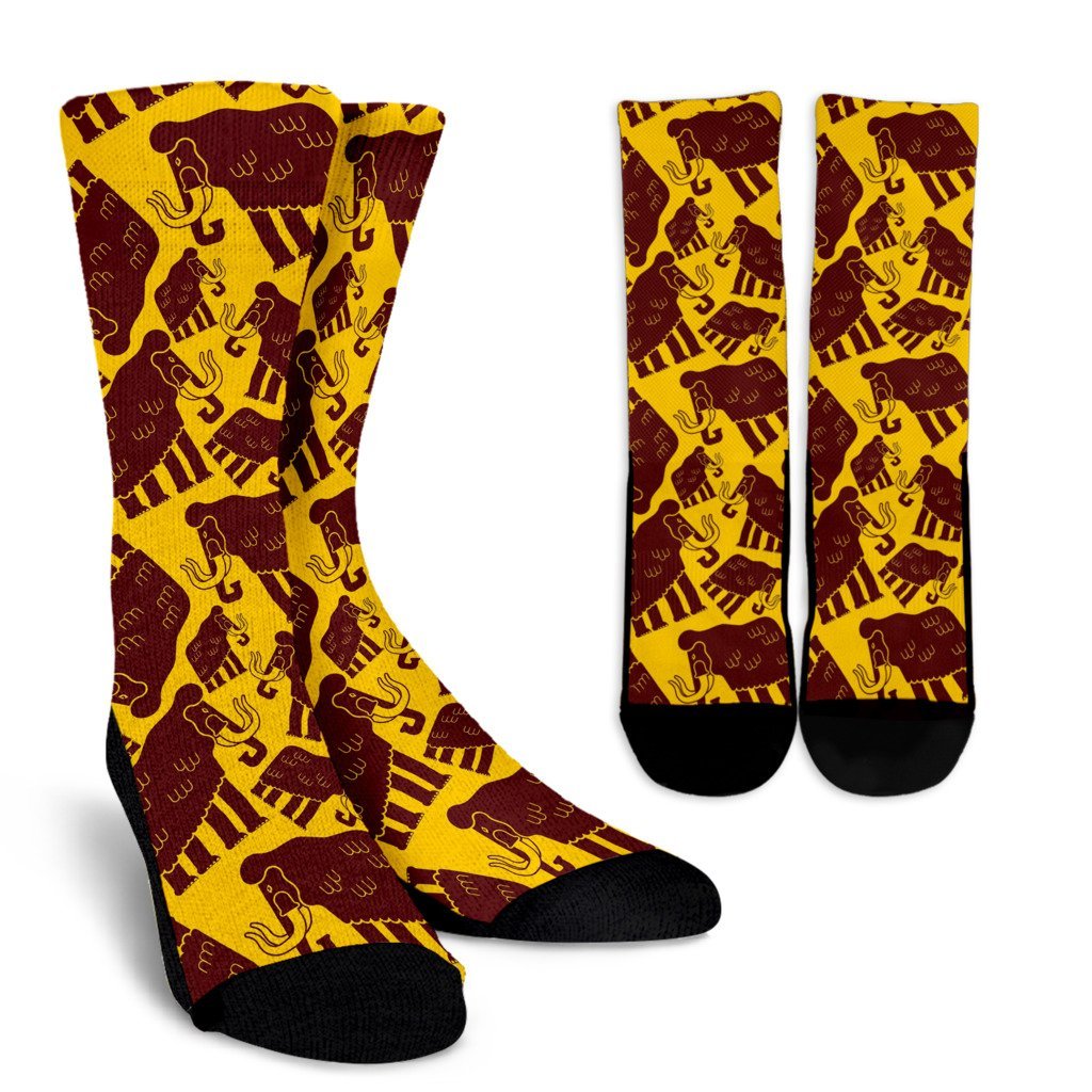 Mammoth Pattern Print Unisex Crew Socks-grizzshop