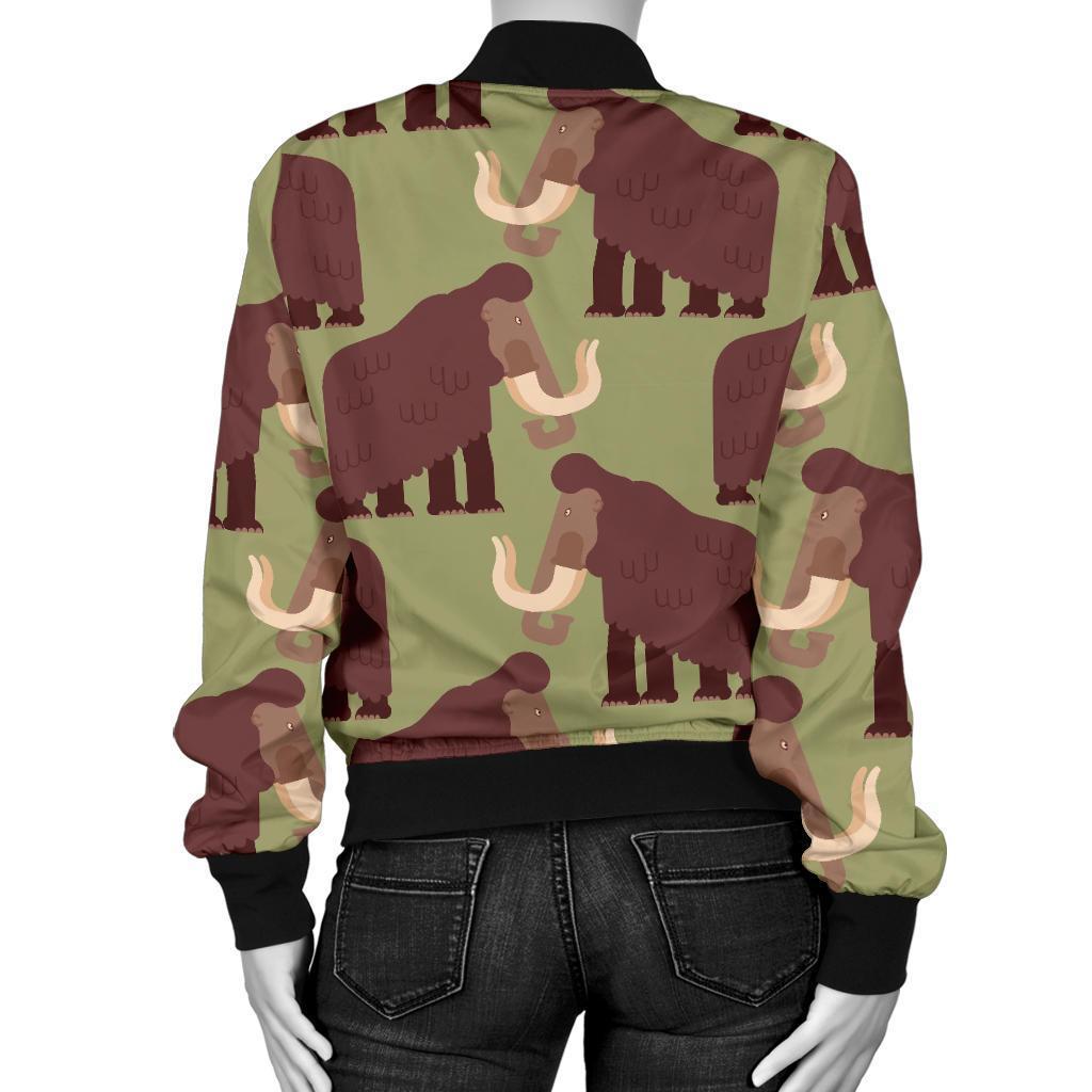 Mammoth Print Pattern Women Casual Bomber Jacket-grizzshop