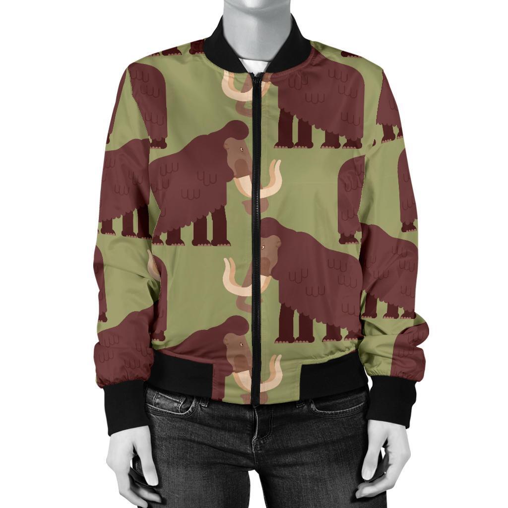 Mammoth Print Pattern Women Casual Bomber Jacket-grizzshop