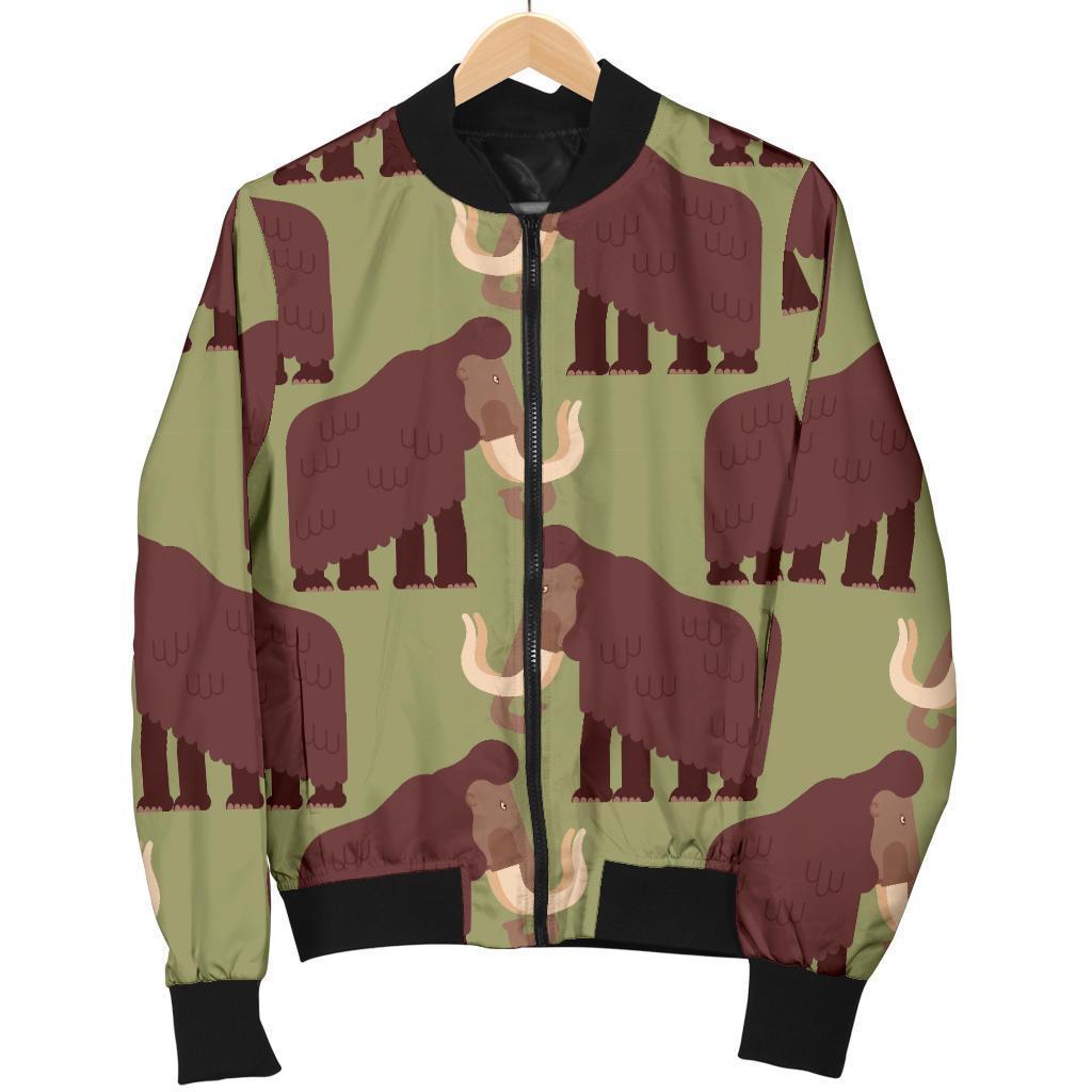 Mammoth Print Pattern Women Casual Bomber Jacket-grizzshop