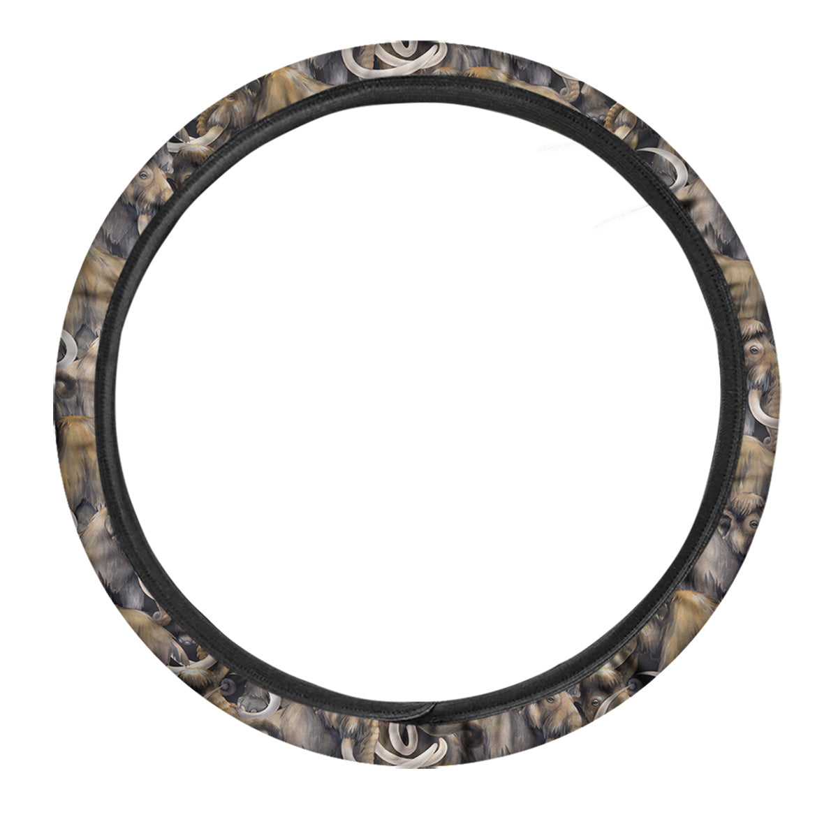 Mammoths Watercolor Print Pattern Car Steering Wheel Cover-grizzshop