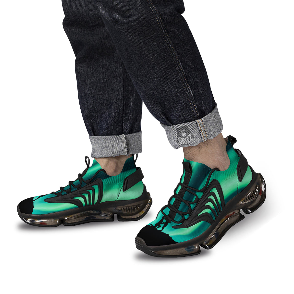 Man Making Marriage With Northern Lights Print Black Gym Shoes-grizzshop