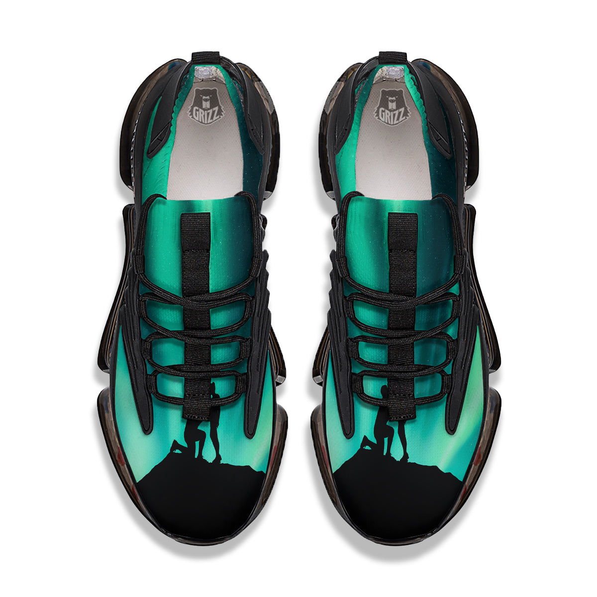 Man Making Marriage With Northern Lights Print Black Gym Shoes-grizzshop