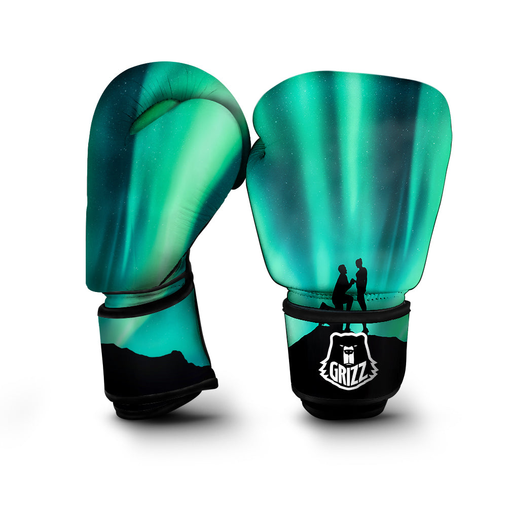 Man Making Marriage With Northern Lights Print Boxing Gloves-grizzshop