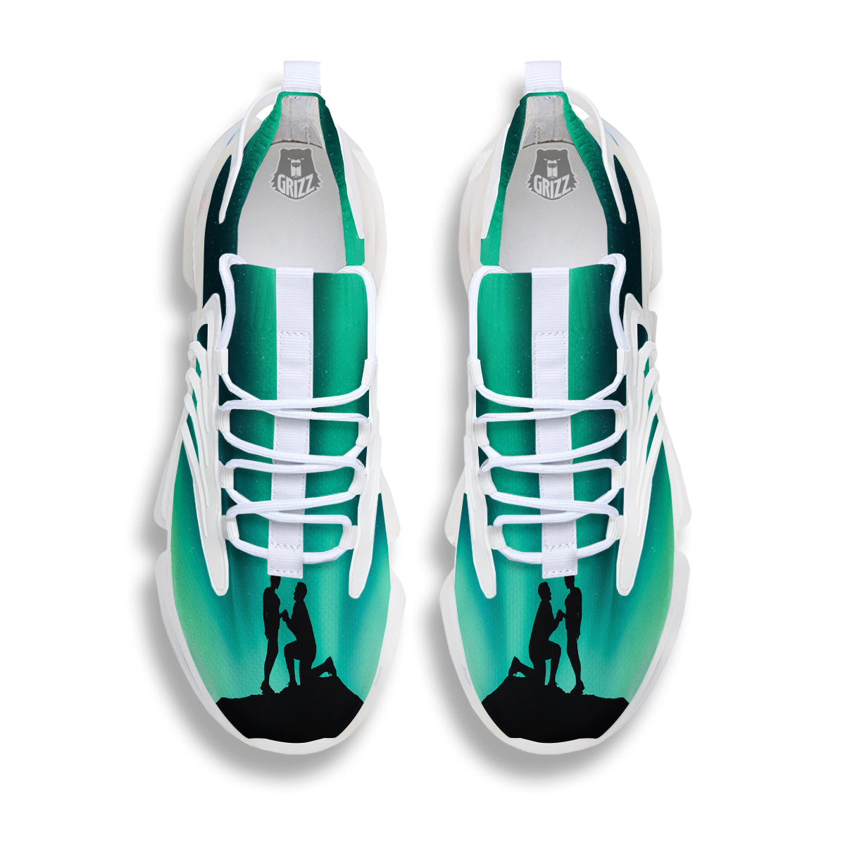 Man Making Marriage With Northern Lights Print White Gym Shoes-grizzshop