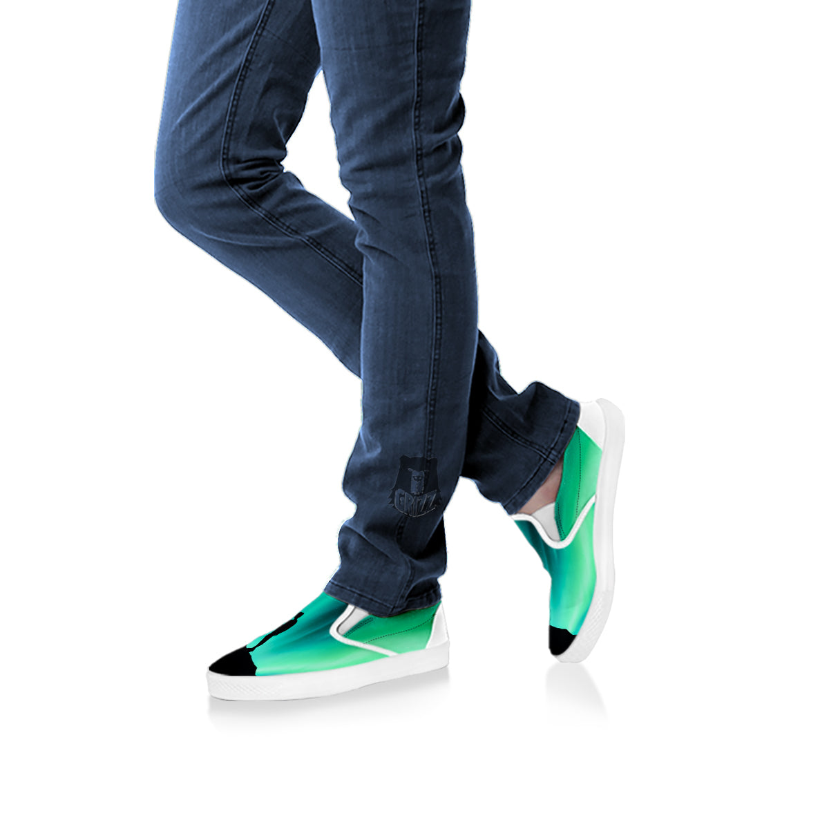 Man Making Marriage With Northern Lights Print White Slip On Shoes-grizzshop