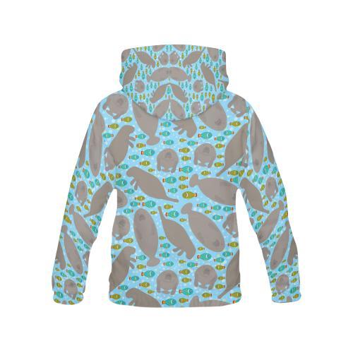 Manatee Pattern Print Men Pullover Hoodie-grizzshop