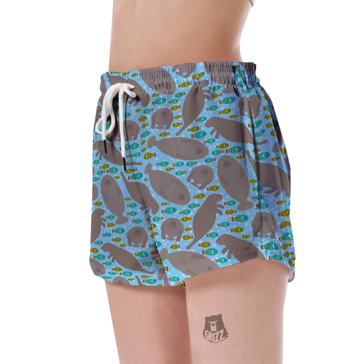 Manatee Pattern Print Women's Shorts-grizzshop