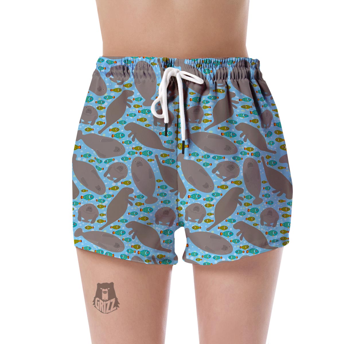 Manatee Pattern Print Women's Shorts-grizzshop