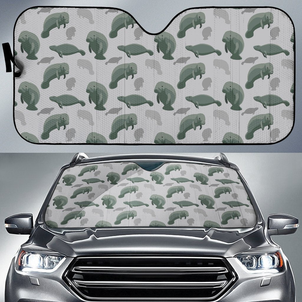 Manatee Print Pattern Car Sun Shade-grizzshop