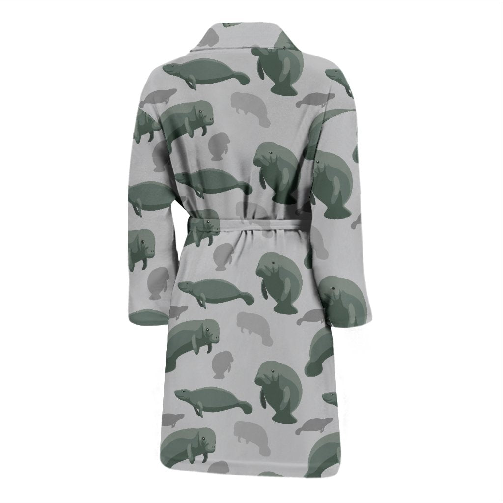 Manatee Print Pattern Men Long Robe-grizzshop