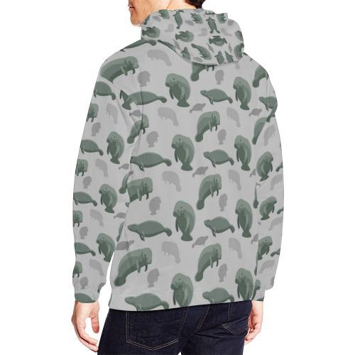 Manatee Print Pattern Men Pullover Hoodie-grizzshop
