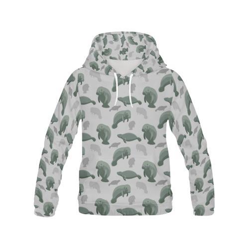 Manatee Print Pattern Men Pullover Hoodie-grizzshop