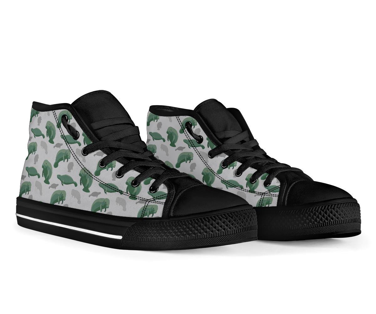 Manatee Print Pattern Men Women's High Top Shoes-grizzshop