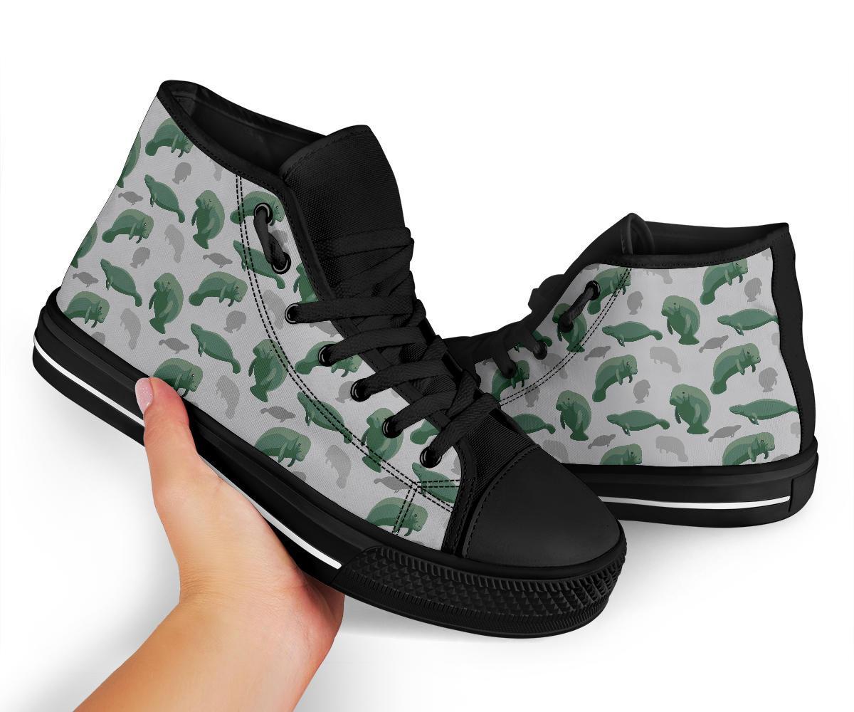 Manatee Print Pattern Men Women's High Top Shoes-grizzshop