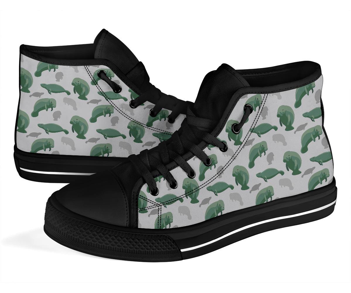 Manatee Print Pattern Men Women's High Top Shoes-grizzshop