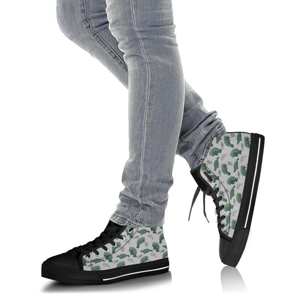 Manatee Print Pattern Men Women's High Top Shoes-grizzshop