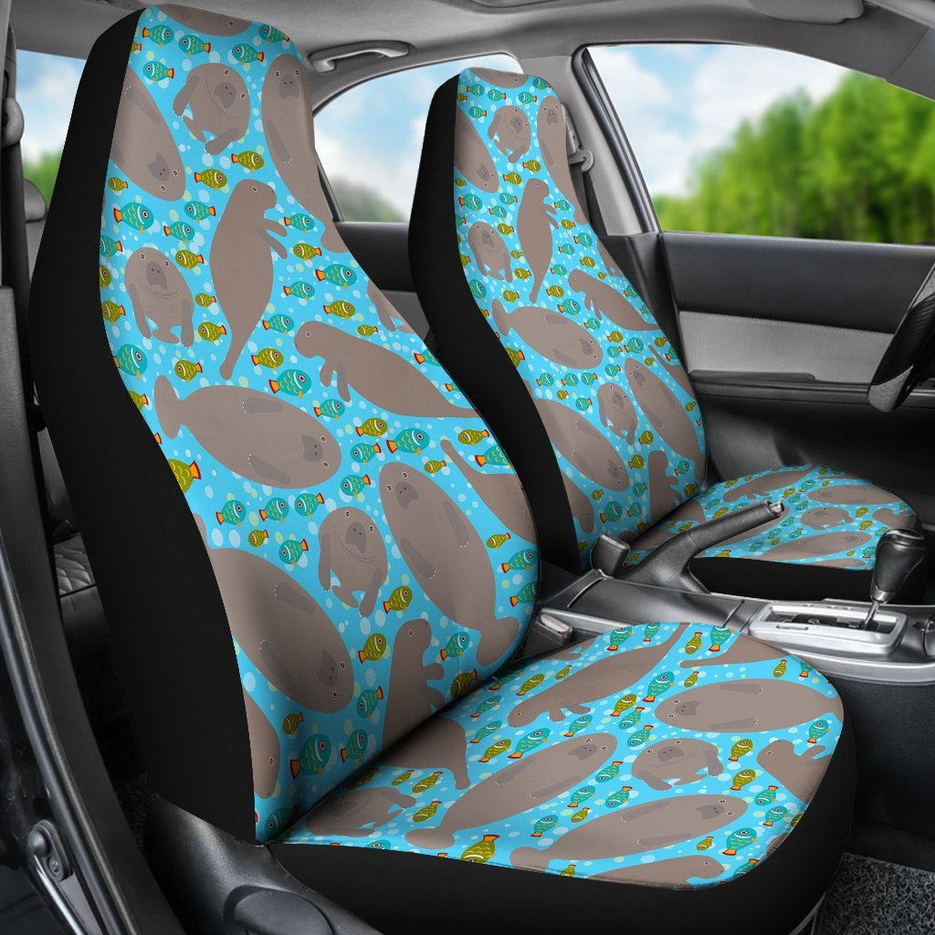 Manatee Pattern Print Universal Fit Car Seat Cover-grizzshop