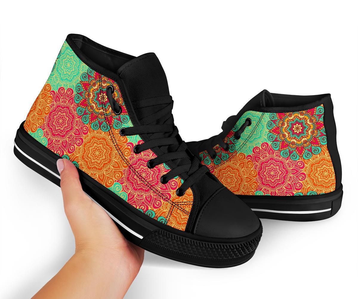 Mandala Bohemian Boho Pattern Print Men Women's High Top Shoes-grizzshop