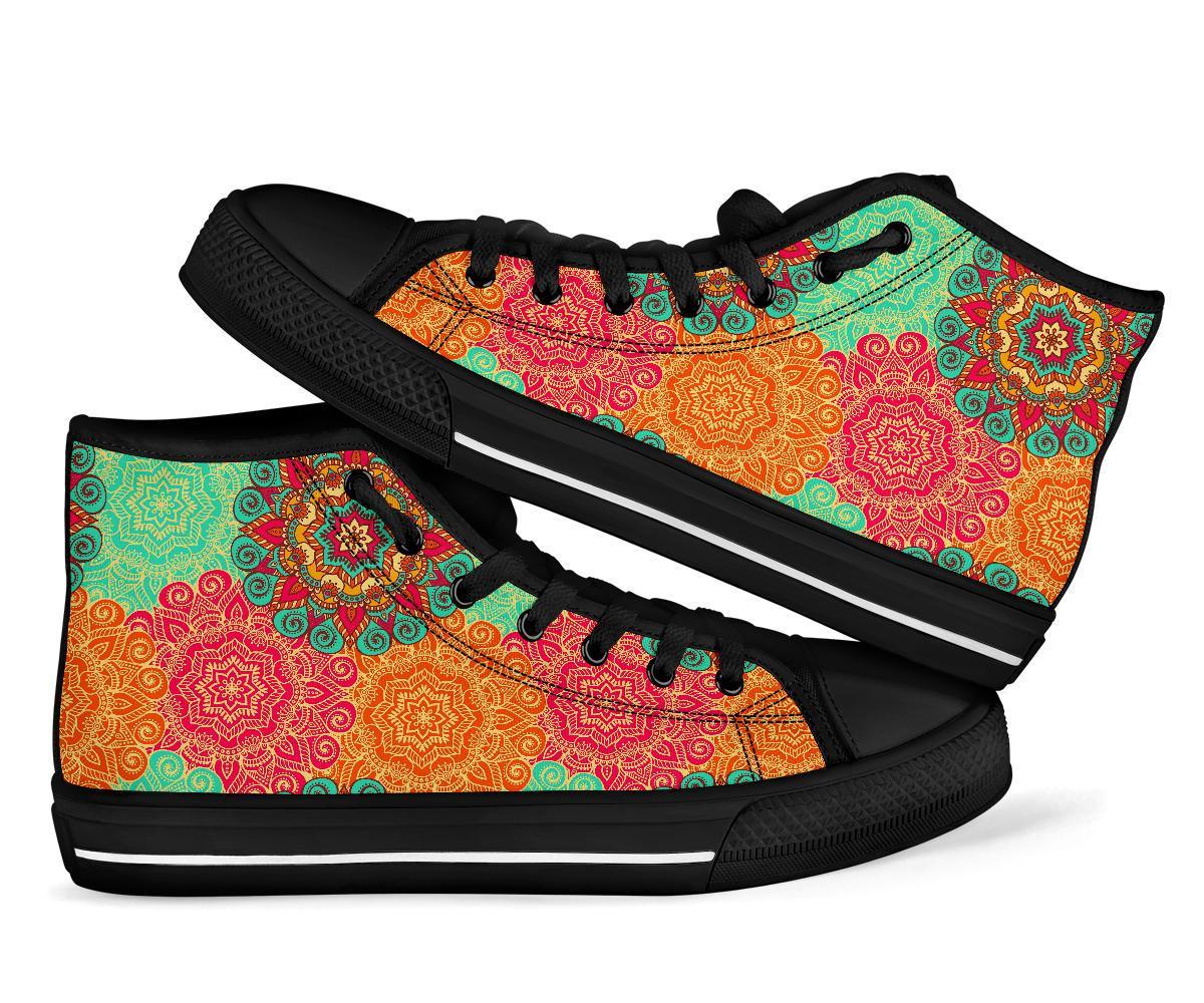 Mandala Bohemian Boho Pattern Print Men Women's High Top Shoes-grizzshop
