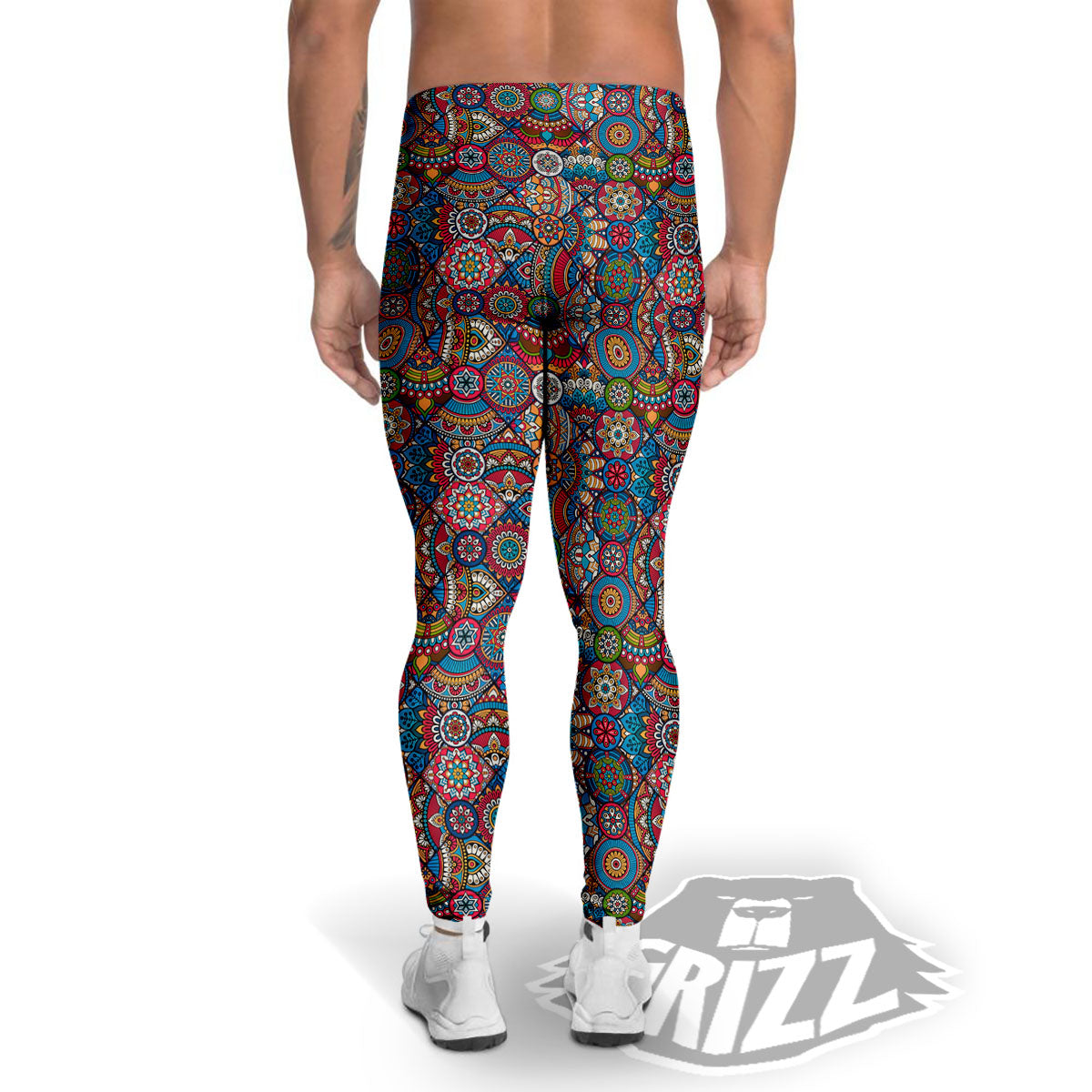 Mandala Bohemian Colorful Print Pattern Men's Leggings-grizzshop