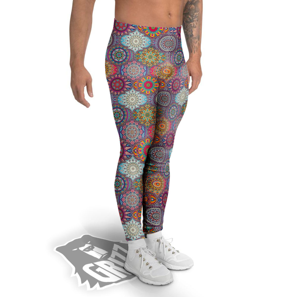 Mandala Bohemian Indian Print Pattern Men's Leggings-grizzshop