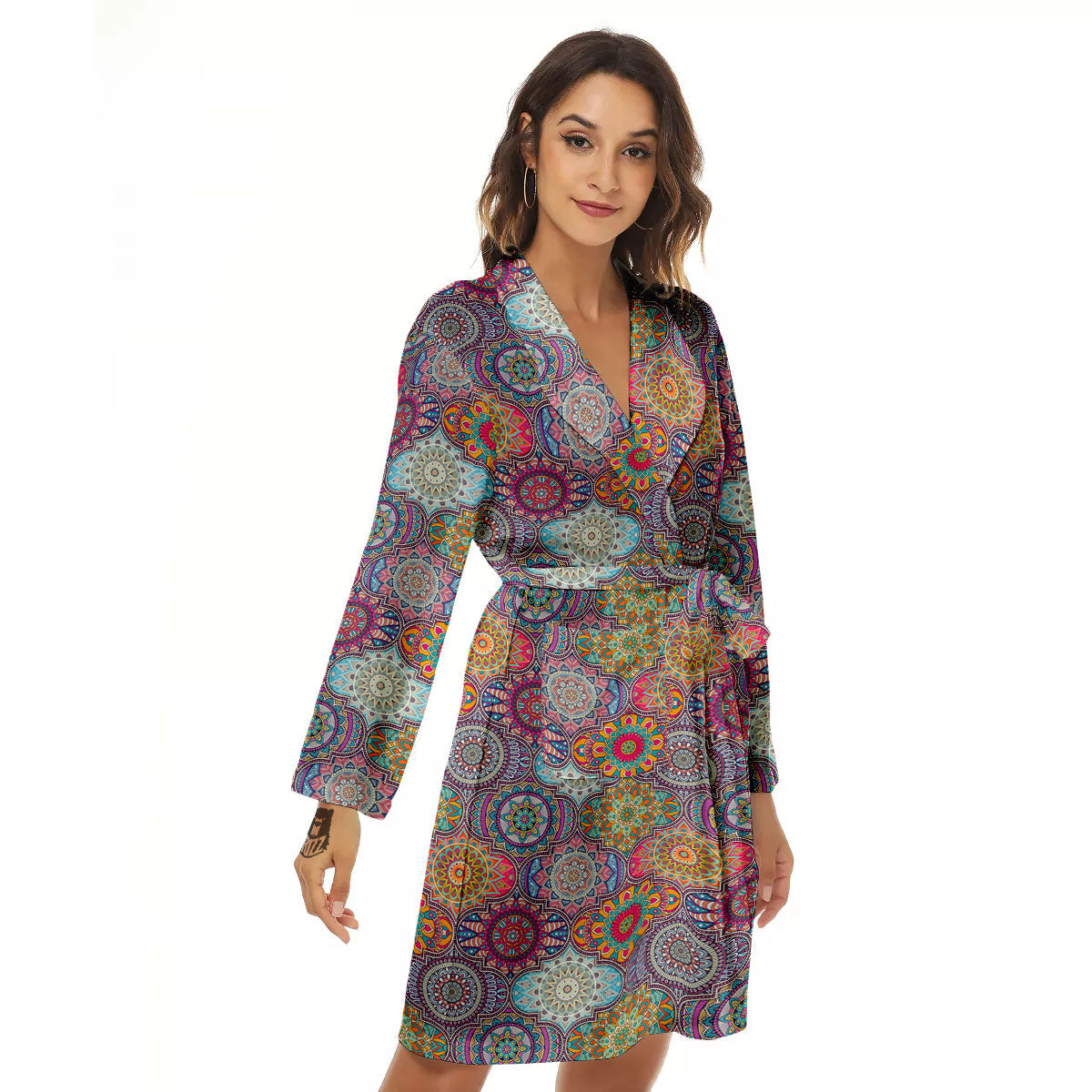 Mandala Bohemian Indian Print Pattern Women's Robe-grizzshop