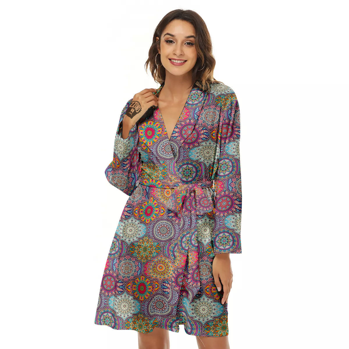 Mandala Bohemian Indian Print Pattern Women's Robe-grizzshop