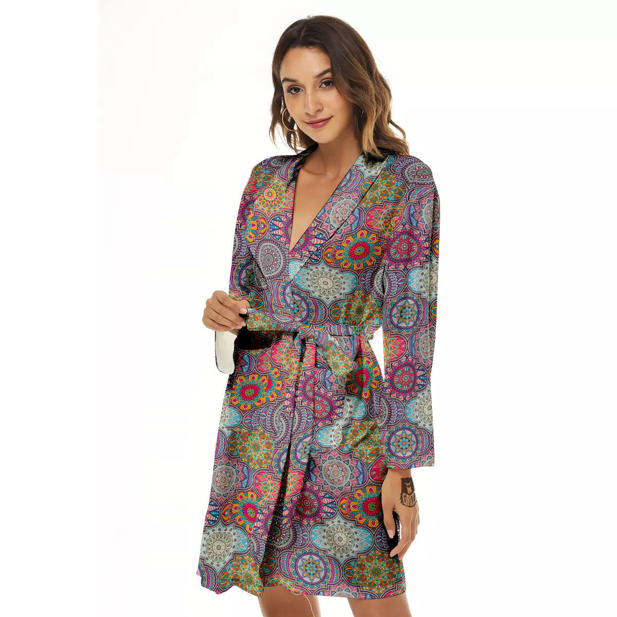 Mandala Bohemian Indian Print Pattern Women's Robe-grizzshop